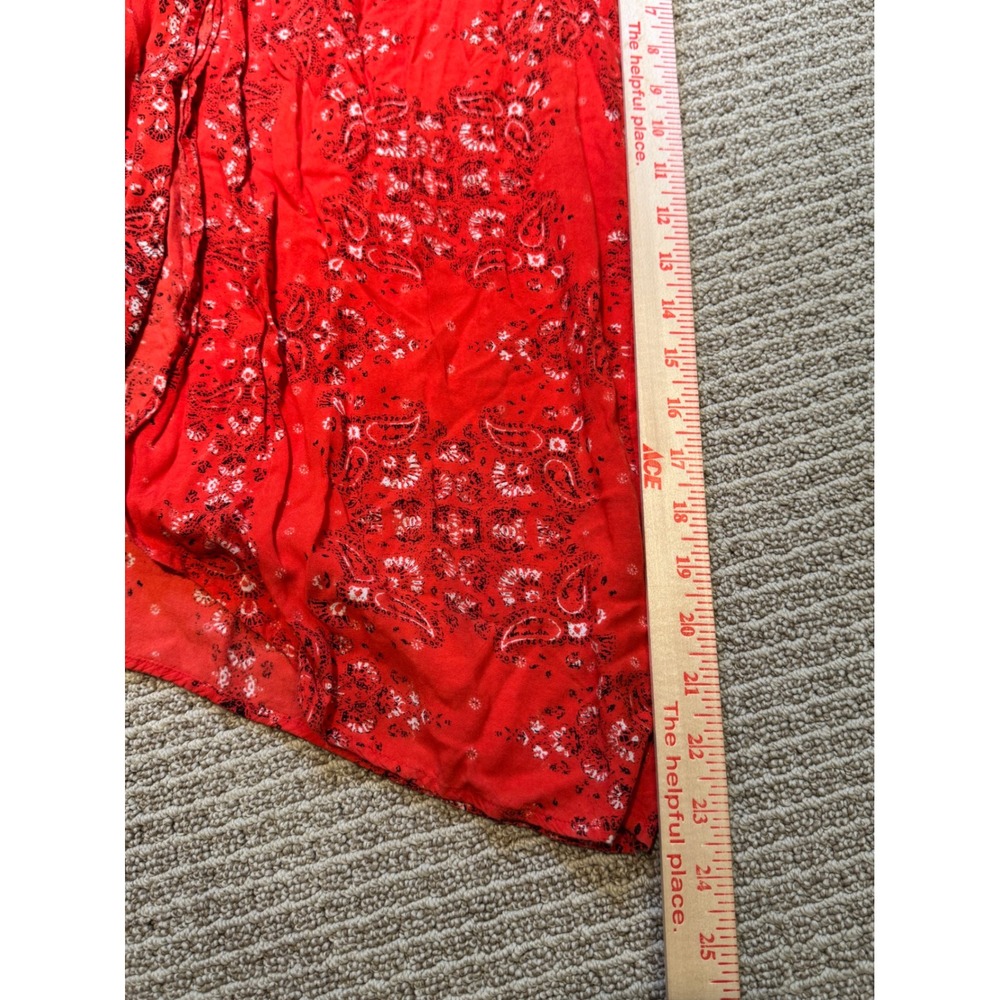 Rebellion One Red Paisley Wide Leg Jumpsuit XL Boho Festival Smocked Romper - Picture 11 of 12